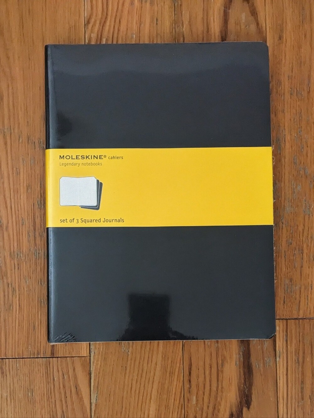 Moleskine Cahiers Set Of 3 Squared Journals 7.5" x 10" Black Notebook Brand New